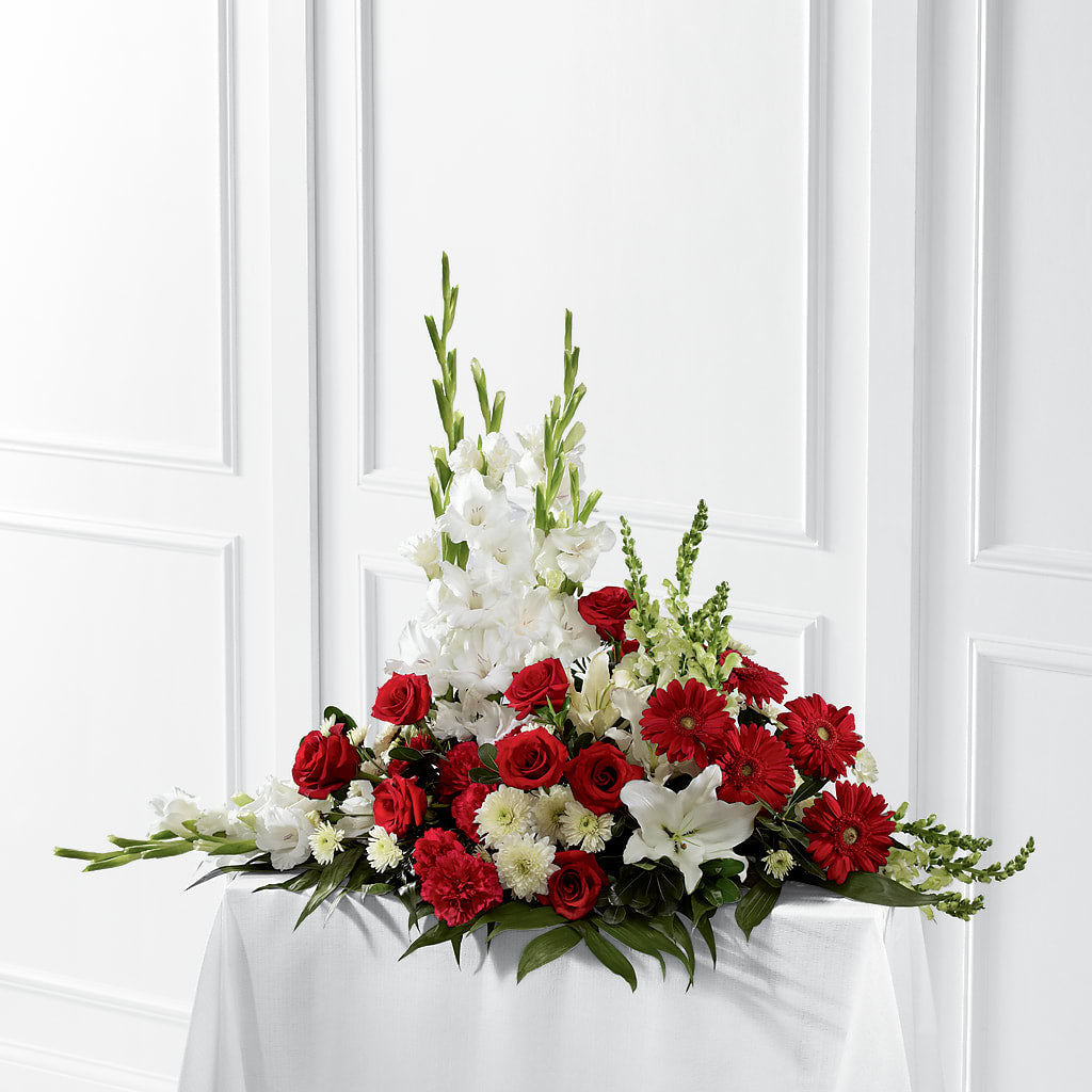 Crimson & White Arrangement – Golden Gate Flowers, Naples FL