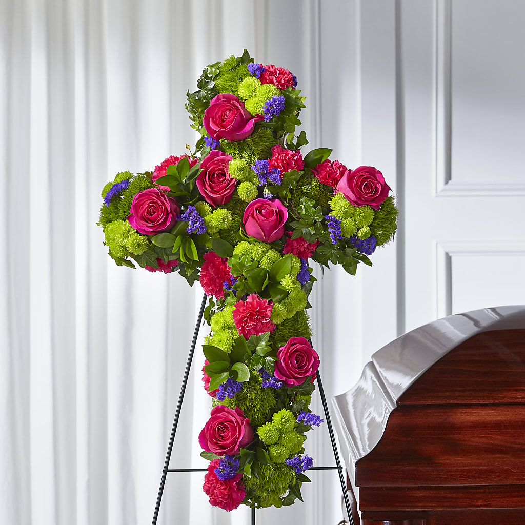Tribute Rose Floral Cross – Golden Gate Flowers, Naples FL
