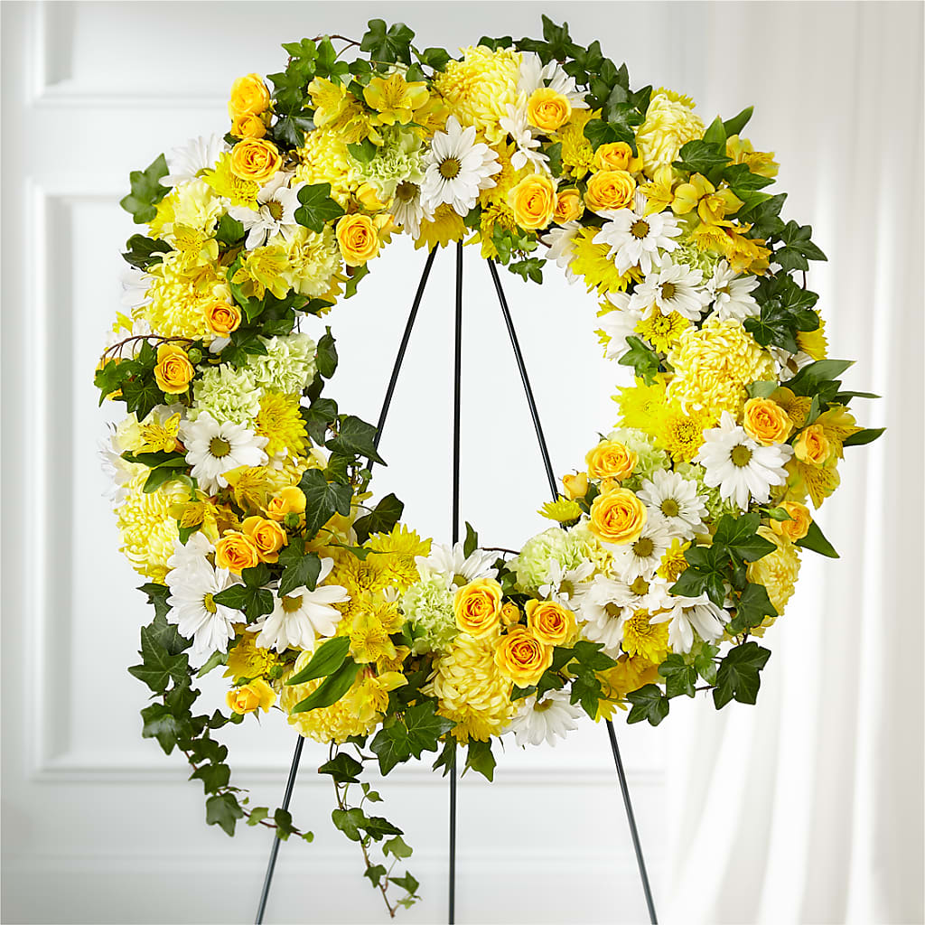 Golden Remembrance Wreath – Golden Gate Flowers, Naples FL