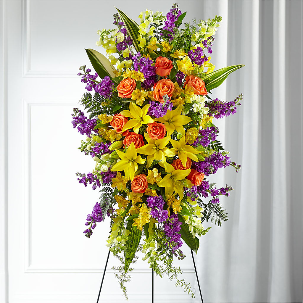 Thoughtful Prayers Standing Spray – Golden Gate Flowers, Naples FL