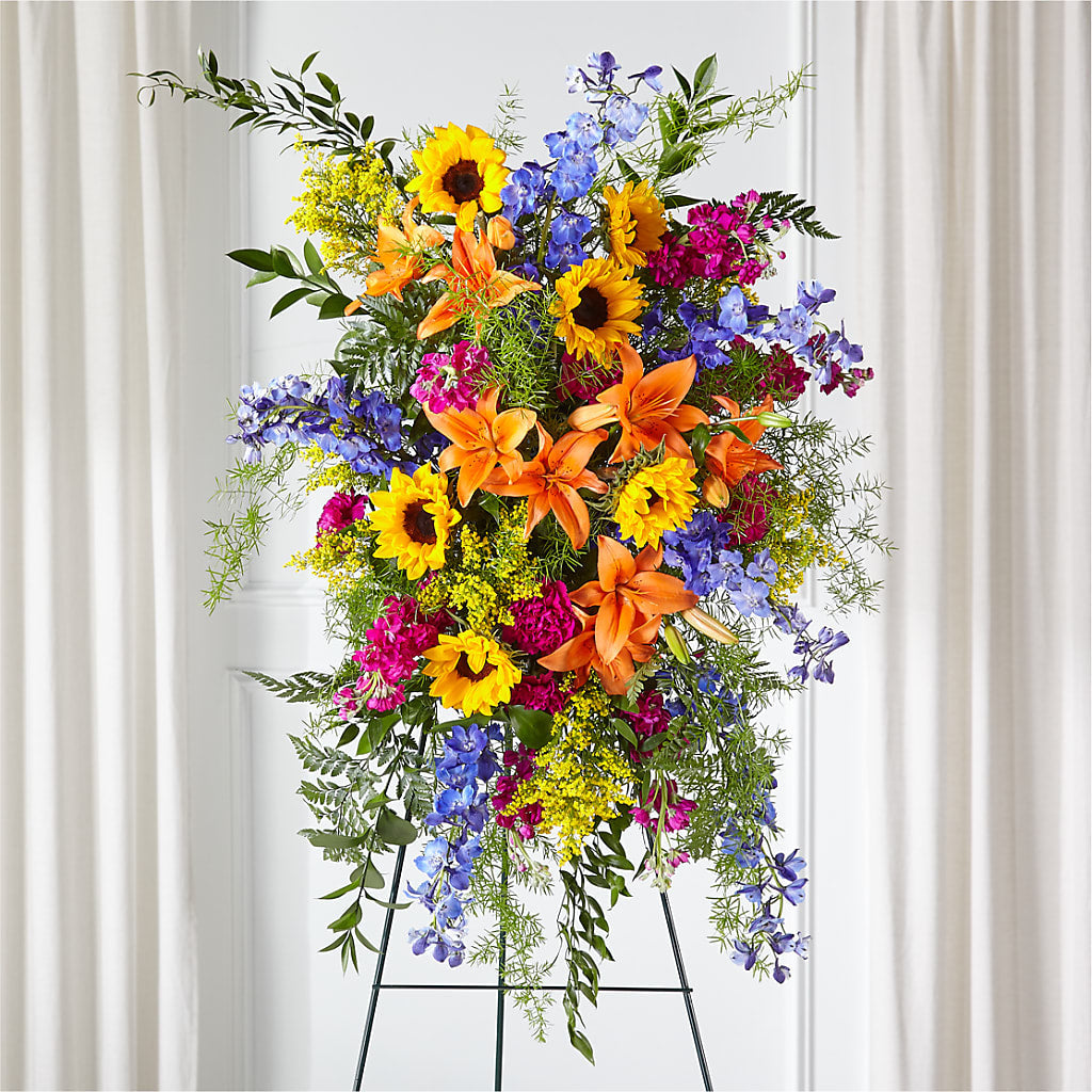 Sunlit Memories Standing Spray (Standard) – Golden Gate Flowers, Naples FL