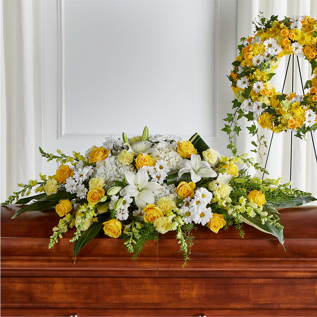 Golden Harmony Casket Spray – Golden Gate Flowers, Naples FL