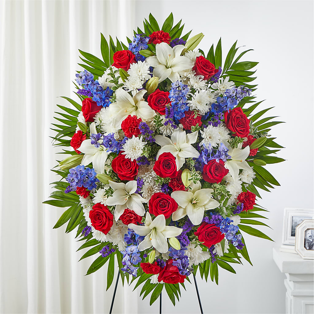 Cherished Service Standing Spray – Golden Gate Flowers, Naples FL