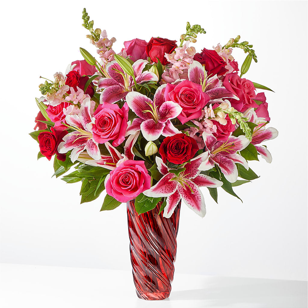 Always You Bouquet with Luxe Swirl Vase – Golden Gate Flowers, Naples FL