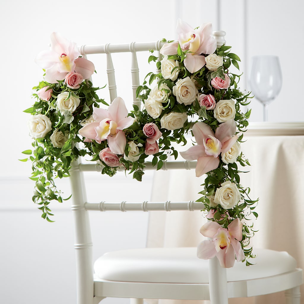 Orchid Rose Chair Décor – Golden Gate Flowers, Naples FL