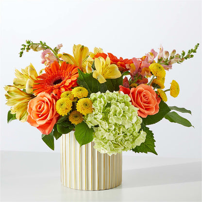 Autumn Sunshine Bouquet with Ivory Vase –  Golden Gate Flowers, Naples FL