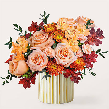 Spiced Latte Bouquet with Ivory Vase –  Golden Gate Flowers, Naples FL