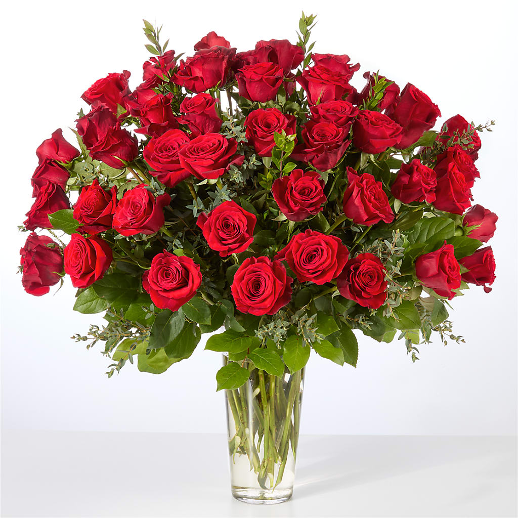 Forever Yours Fifty Stem Red Rose Bouquet –  Golden Gate Flowers, Naples FL